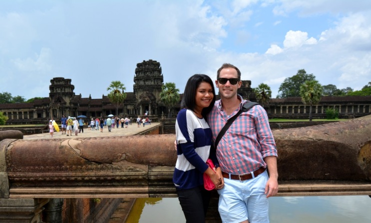 Channa and I making our way to the entrance of the main gate to Angkor Wat.